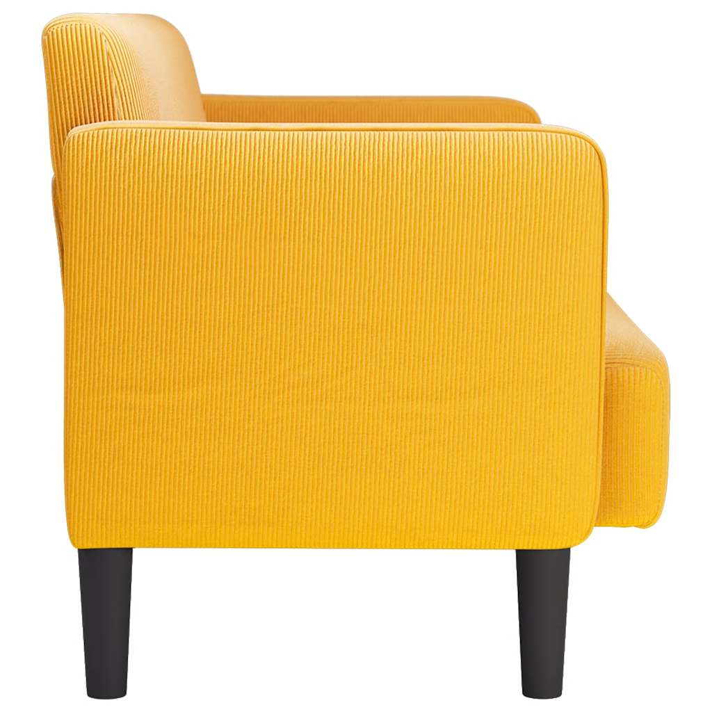 Világossárga kordbársony szövet loveseat kanapé 109 cm
