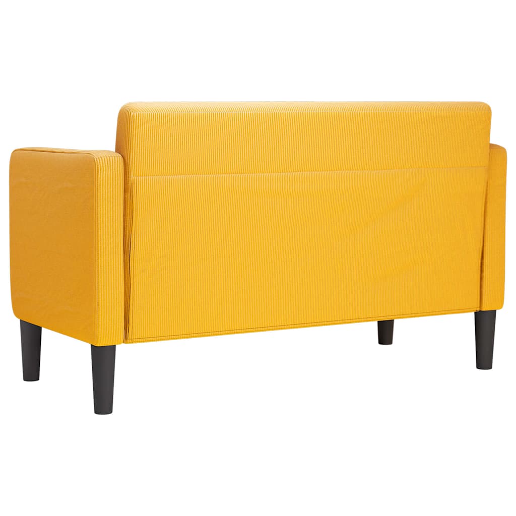 Világossárga kordbársony szövet loveseat kanapé 109 cm