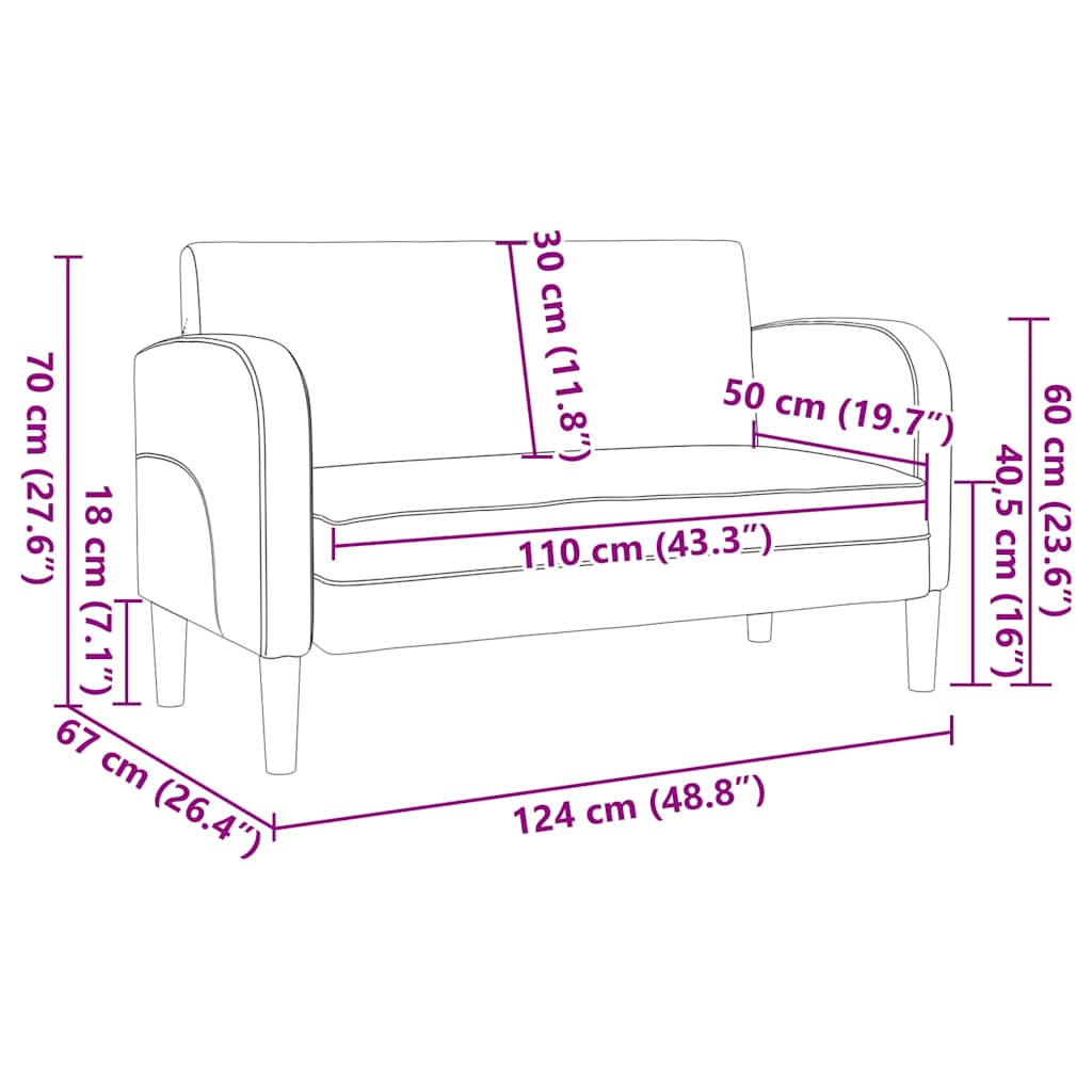 Barna műbőr loveseat kanapé 110 cm