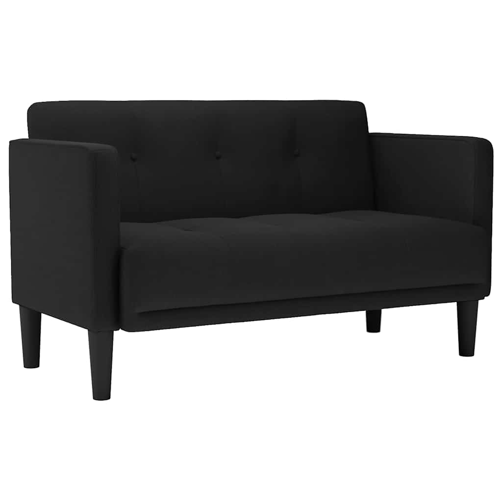 Fekete szövet loveseat kanapé 111 cm