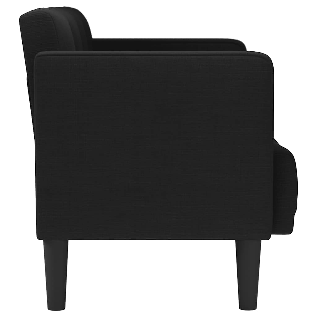 Fekete szövet loveseat kanapé 111 cm