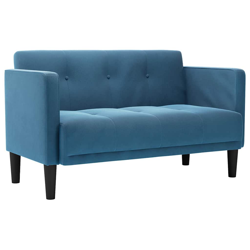 Kék bársony loveseat kanapé 111 cm