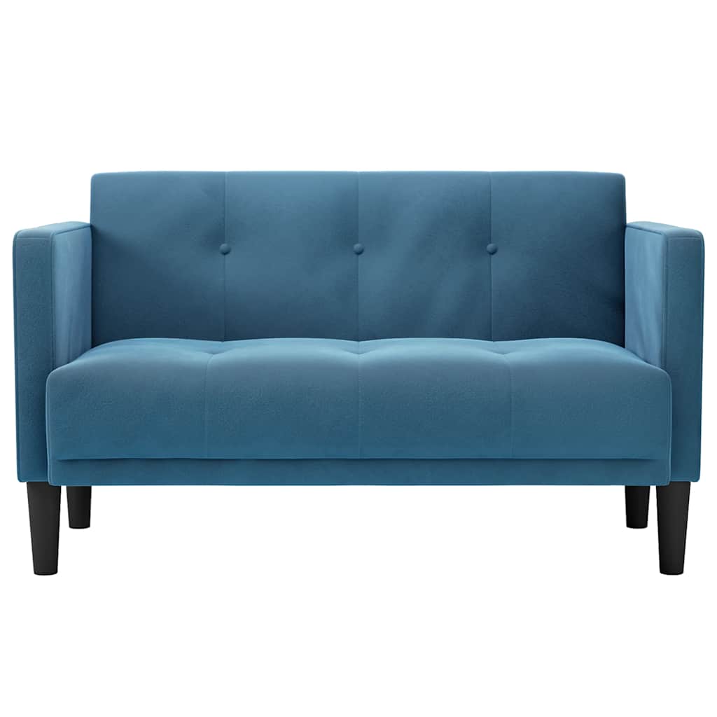 Kék bársony loveseat kanapé 111 cm