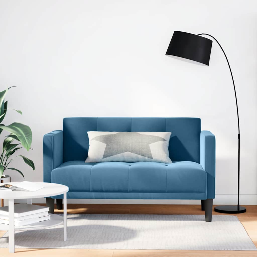 Kék bársony loveseat kanapé 111 cm