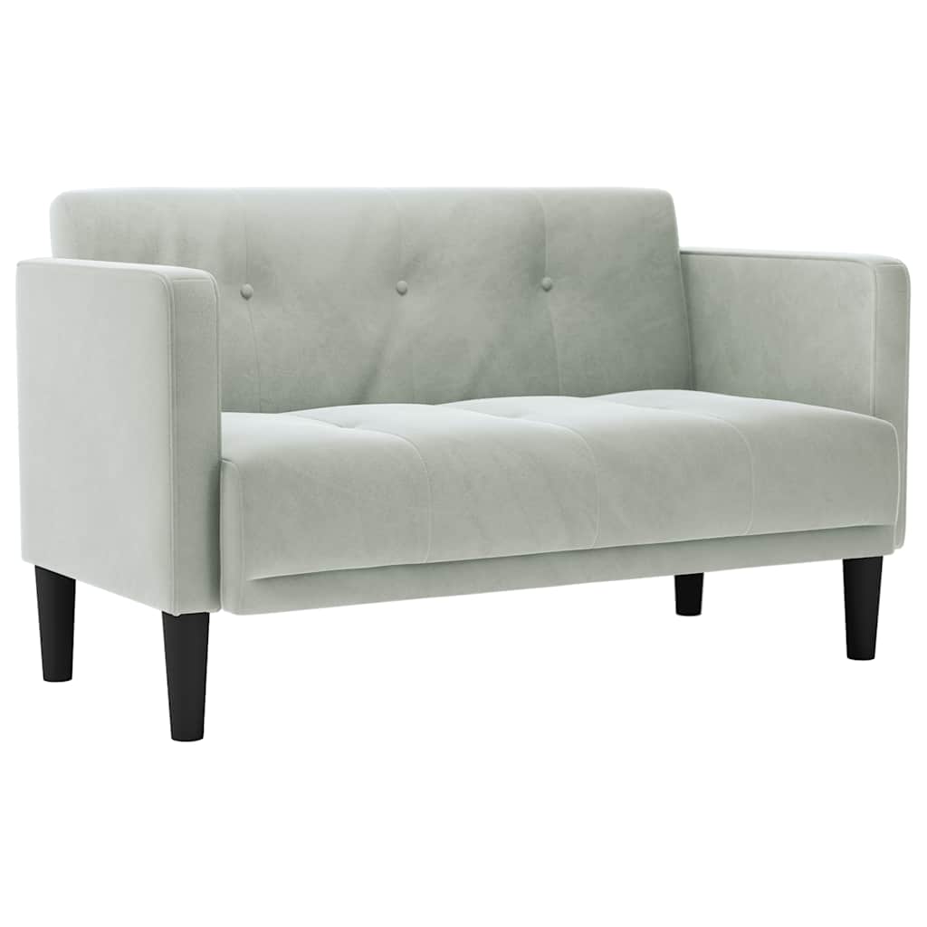 Világosszürke bársony loveseat kanapé 111 cm