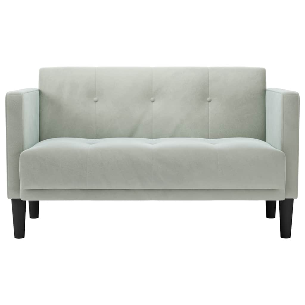 Világosszürke bársony loveseat kanapé 111 cm