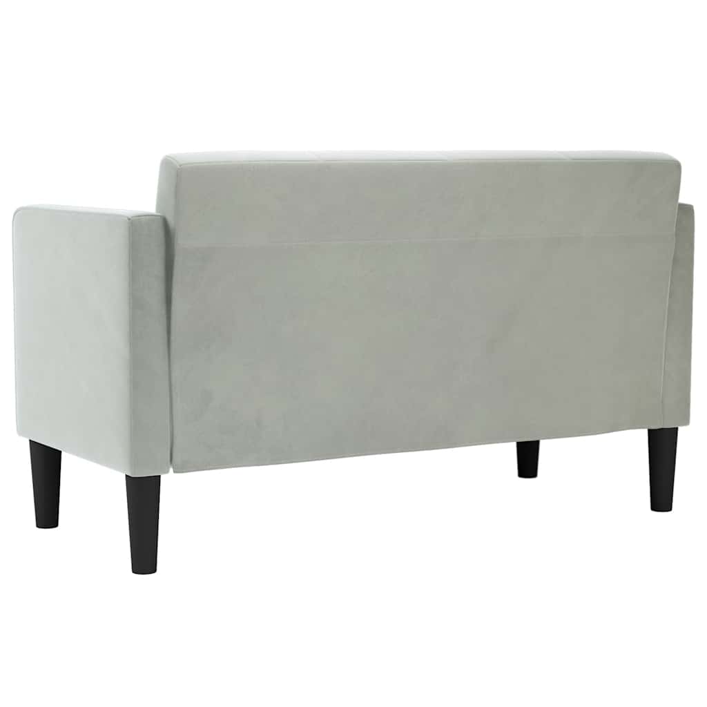 Világosszürke bársony loveseat kanapé 111 cm