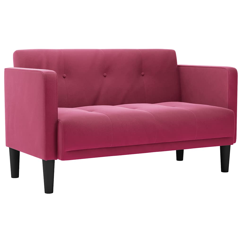 Bordó bársony loveseat kanapé 111 cm