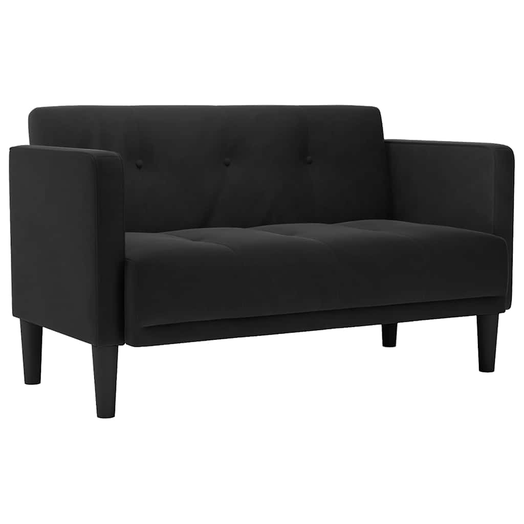 Fekete bársony loveseat kanapé 111 cm