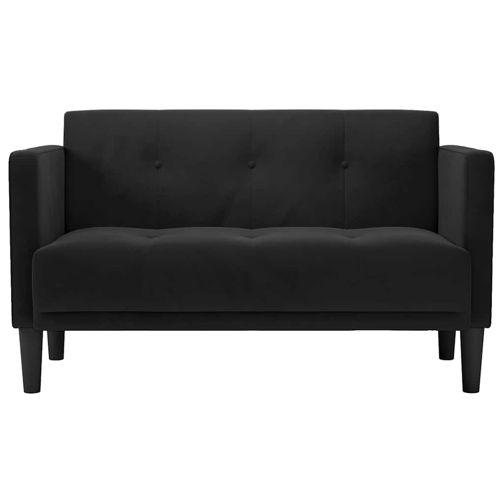 Fekete bársony loveseat kanapé 111 cm