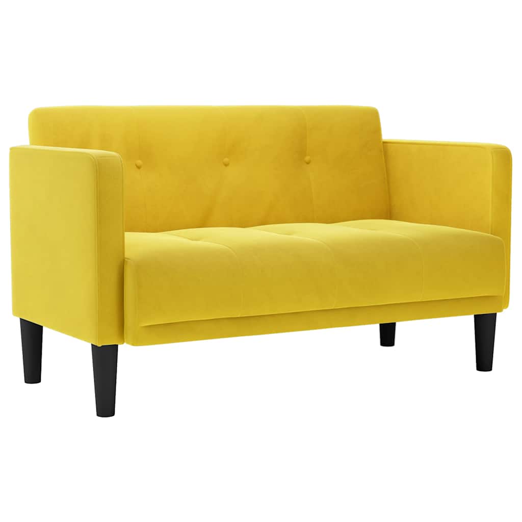 Sárga bársony loveseat kanapé 111 cm