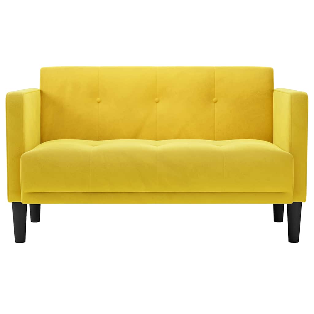 Sárga bársony loveseat kanapé 111 cm