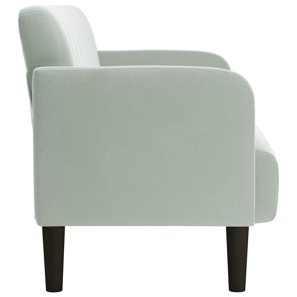Világosszürke bársony loveseat kanapé 109 cm