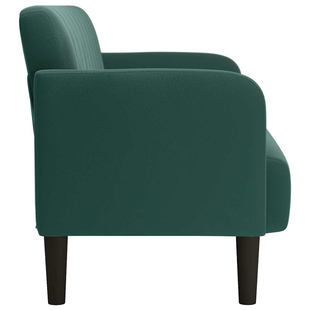 Sötétzöld bársony loveseat kanapé 109 cm