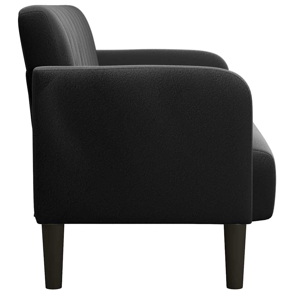 Fekete bársony loveseat kanapé 109 cm Fekete bársony loveseat kanapé 109 cm
