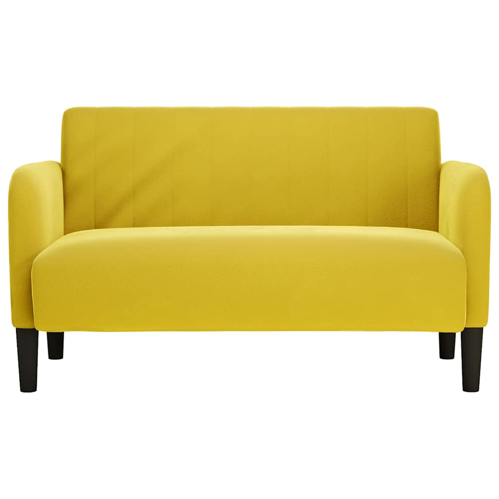 Sárga bársony loveseat kanapé 109 cm Sárga bársony loveseat kanapé 109 cm