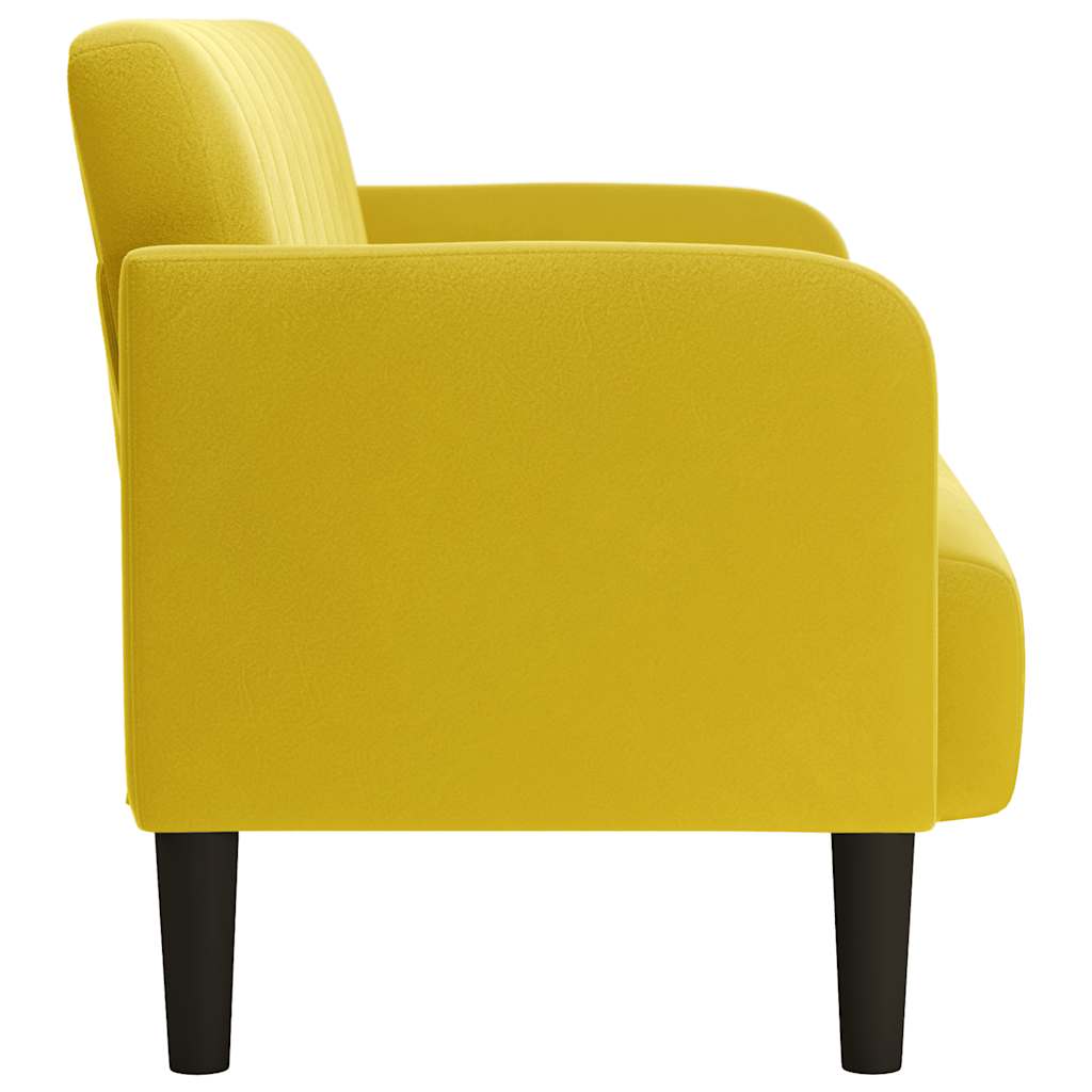 Sárga bársony loveseat kanapé 109 cm Sárga bársony loveseat kanapé 109 cm