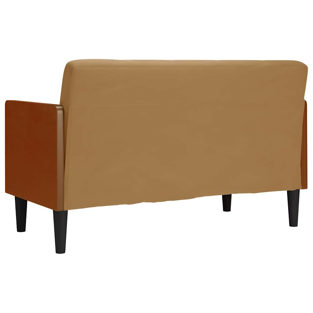 Barna bársony loveseat kanapé párnákkal 110 cm Barna bársony loveseat kanapé párnákkal 110 cm