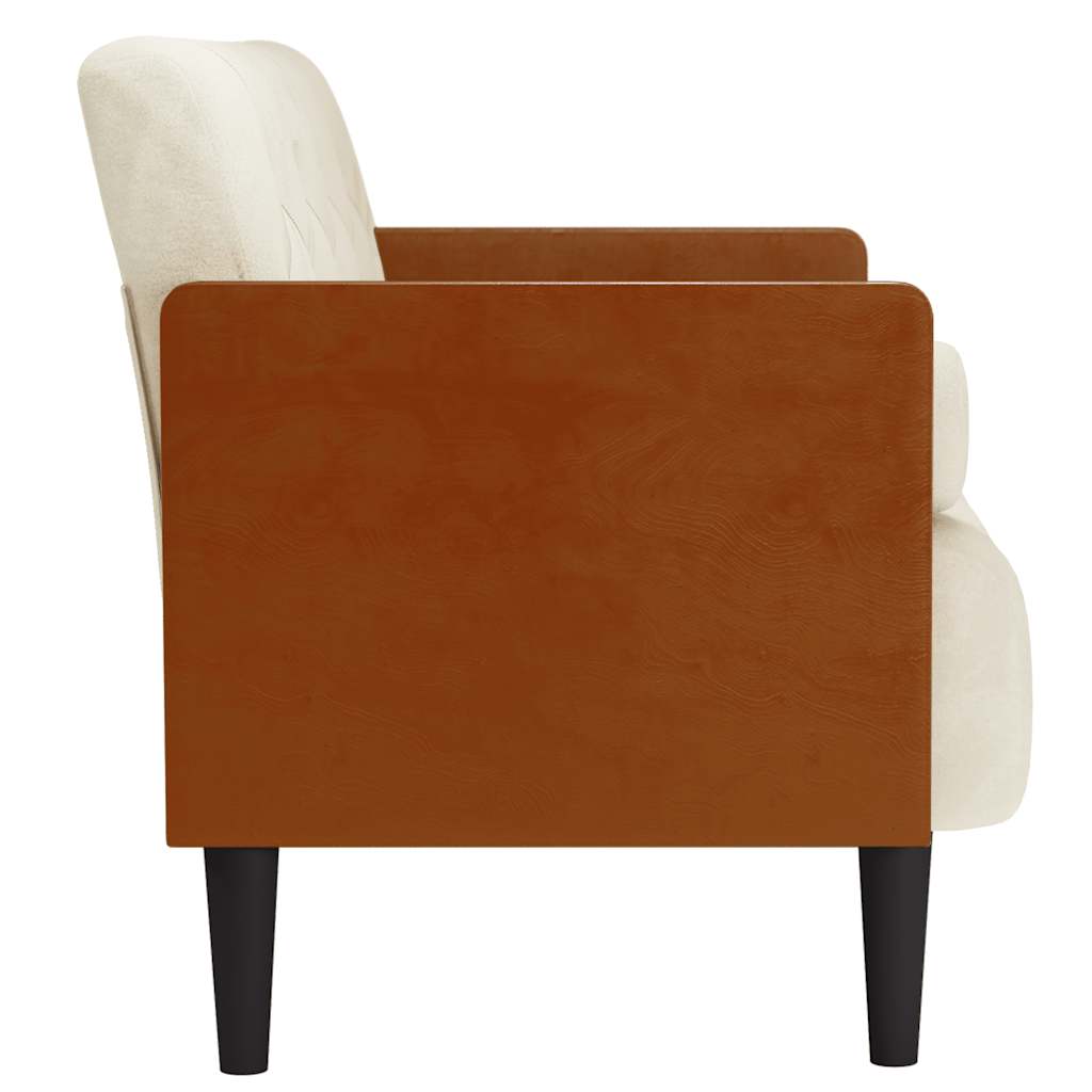 Krém bársony loveseat kanapé párnákkal 110 cm Krém bársony loveseat kanapé párnákkal 110 cm