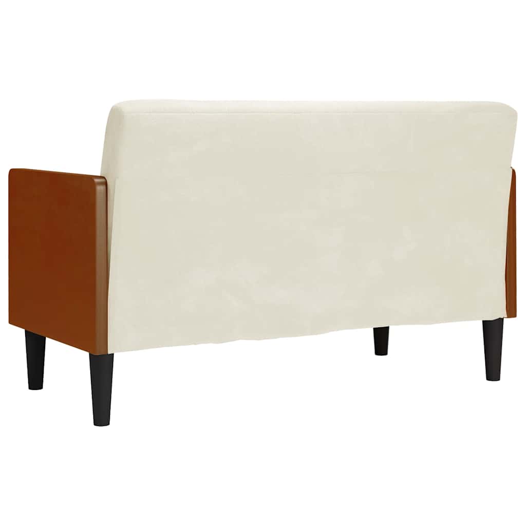 Krém bársony loveseat kanapé párnákkal 110 cm Krém bársony loveseat kanapé párnákkal 110 cm