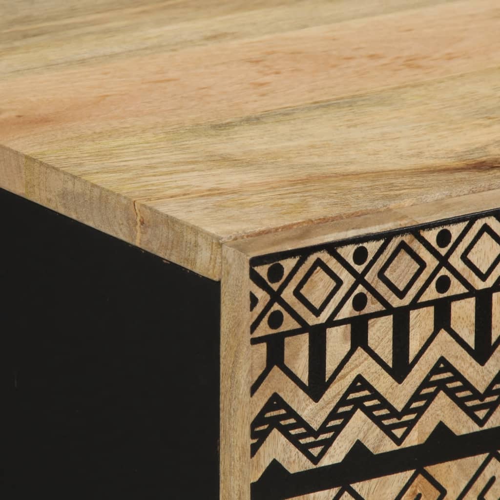 Fekete tömör mangófa fürdőszobai mosdószekrény 62 x 33 x 58 cm