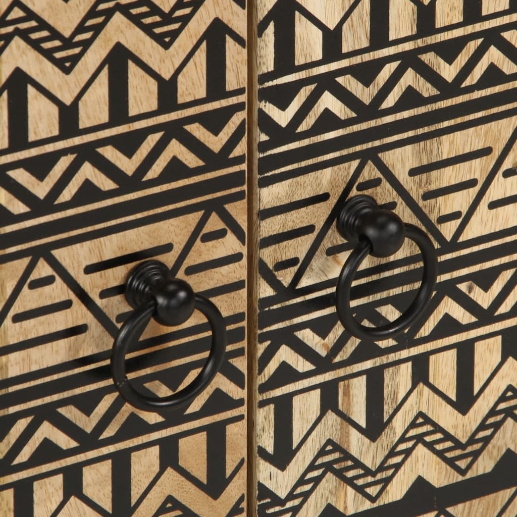 Fekete tömör mangófa fürdőszobai mosdószekrény 62 x 33 x 58 cm