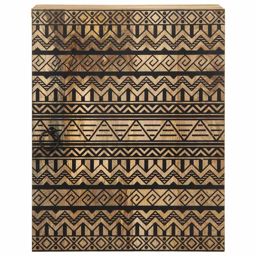 Fekete tömör mangófa függő fürdőszobaszekrény 38 x 33,5 x 48 cm