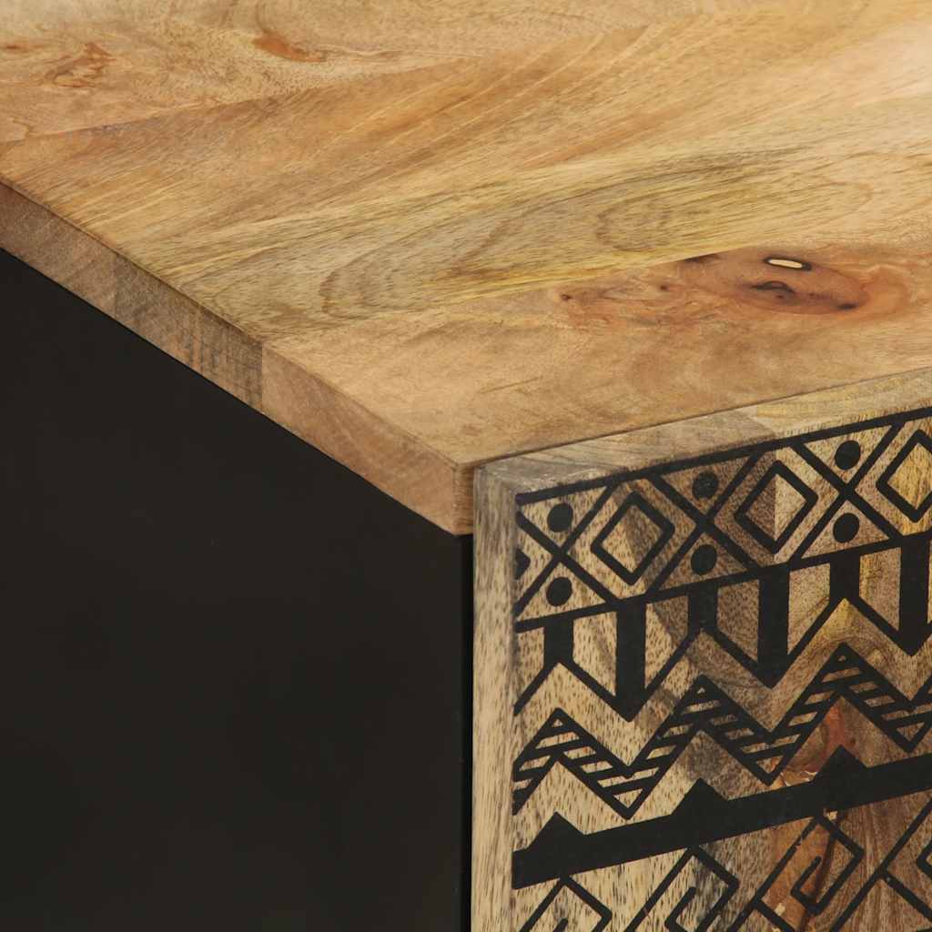 Fekete tömör mangófa függő fürdőszobaszekrény 38 x 33,5 x 48 cm