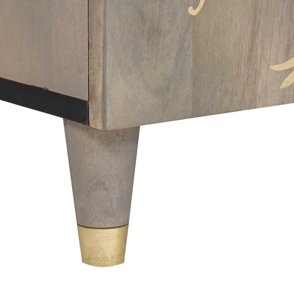 Tv szekrény szürke és arany 105 x 33.5 x 46 cm tömör mangófa