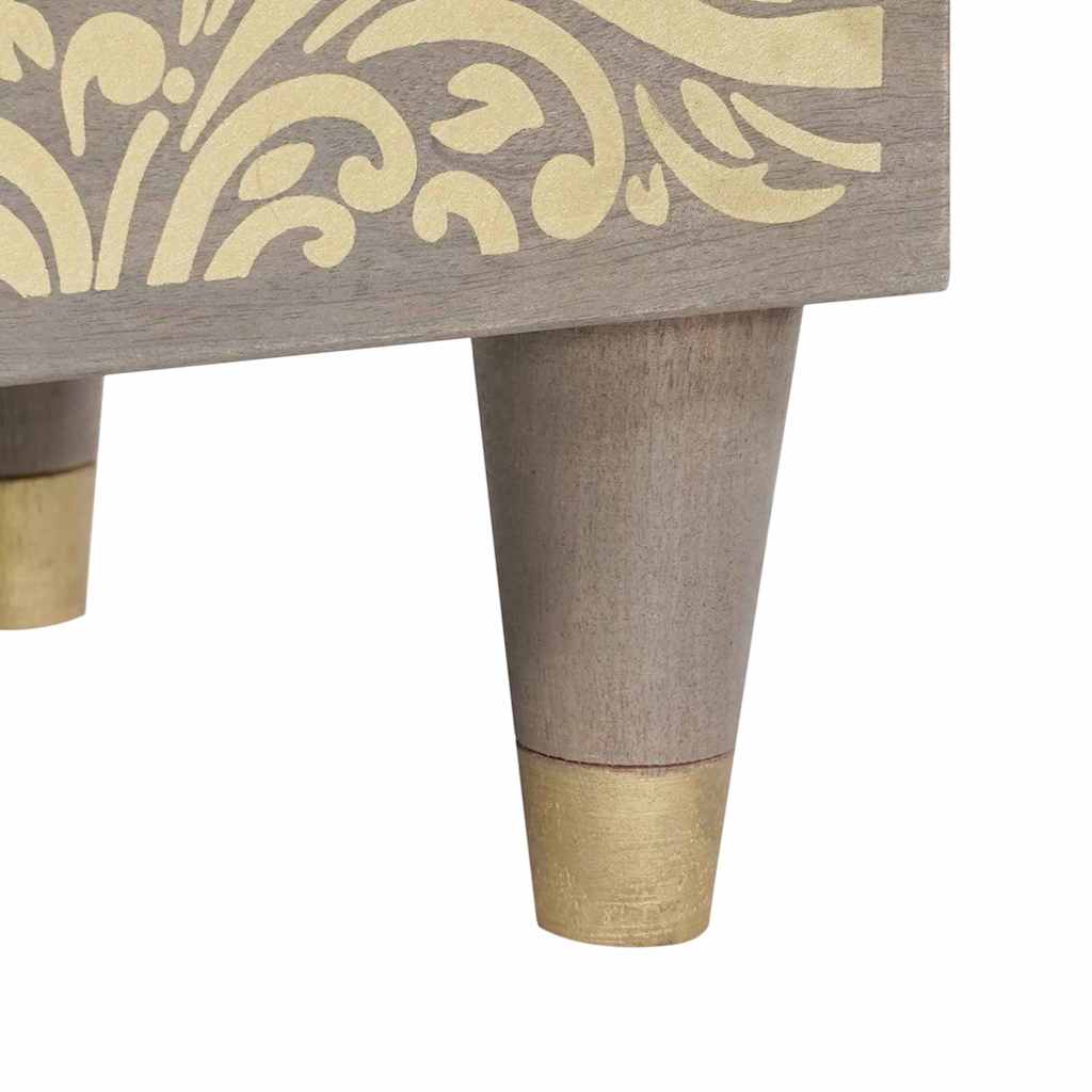 Széf fiókkal szürke és arany 40 x 33.5 x 75 cm tömör mangófa