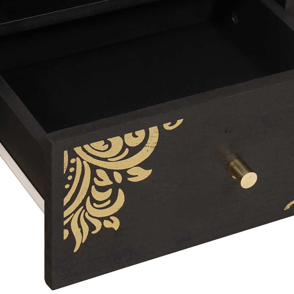 Dohányzóasztal fiókkal fekete 80 x 54 x 40 cm tömör mangófát