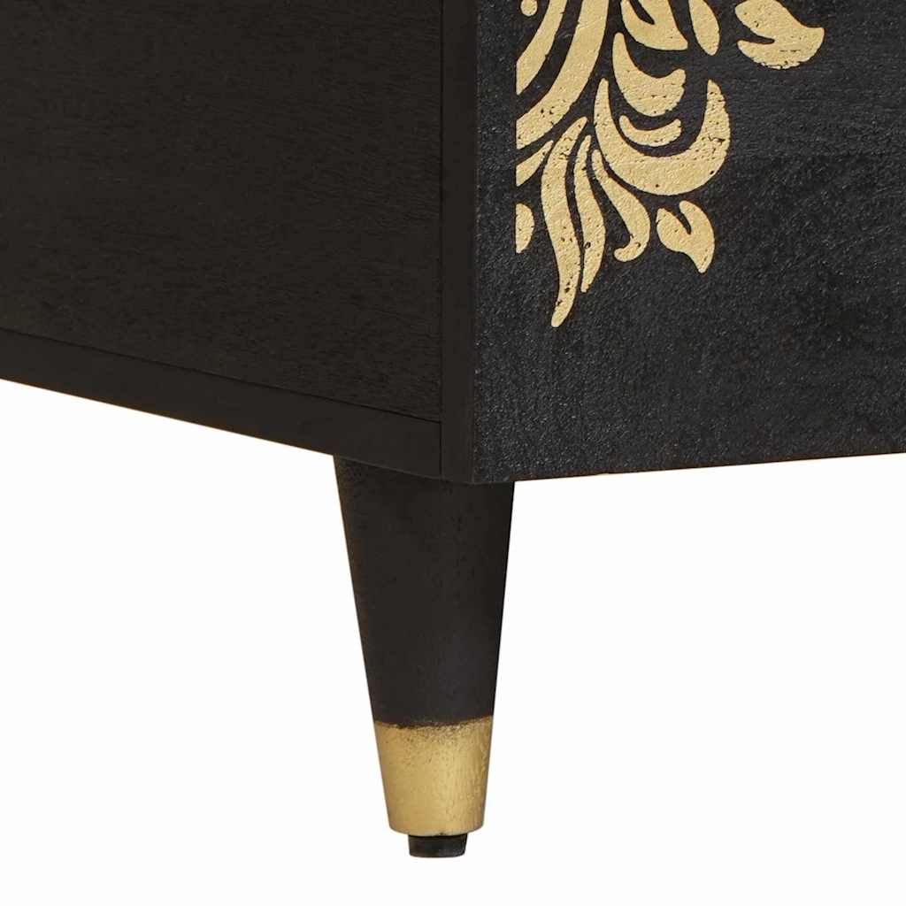 Dohányzóasztal fiókkal fekete 80 x 54 x 40 cm tömör mangófát