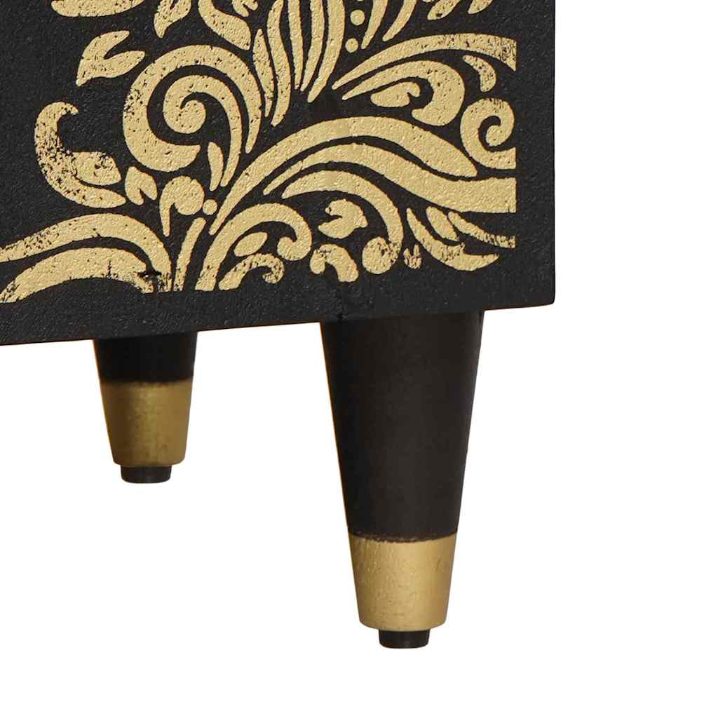 Tv szekrény polcokkal fekete 80 x 33 x 46 cm tömör mangófát