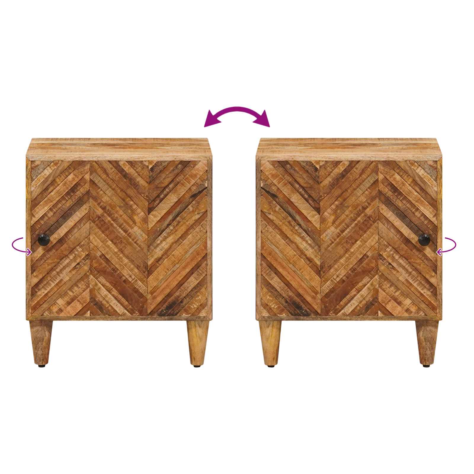 Éjjeli asztal 2 pcs barna 40 x 33,5 x 46 cm tömör mangófát