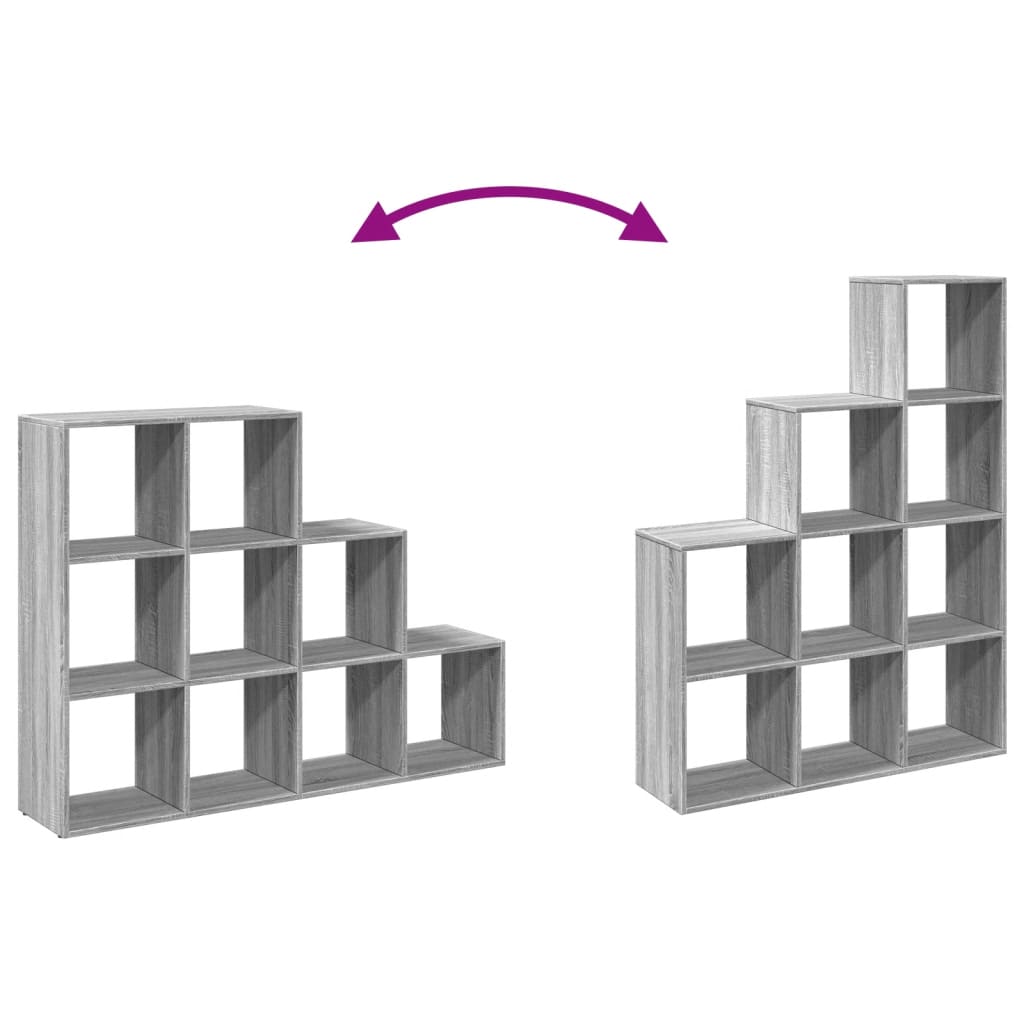 3 szintes szürke sonoma elválasztó könyvespolc 137,5x29x103,5cm