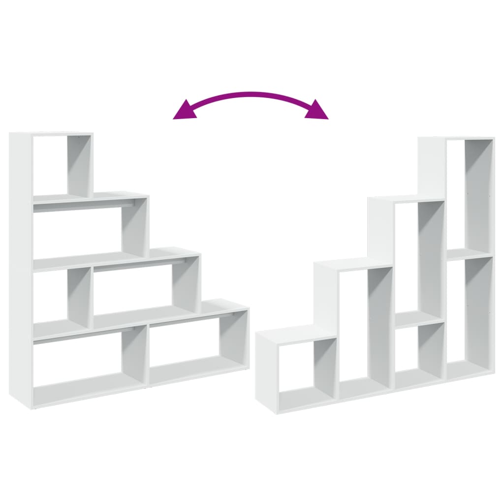 4 szintes fehér fa elválasztó könyvespolc 143,5 x 29 x 143,5 cm