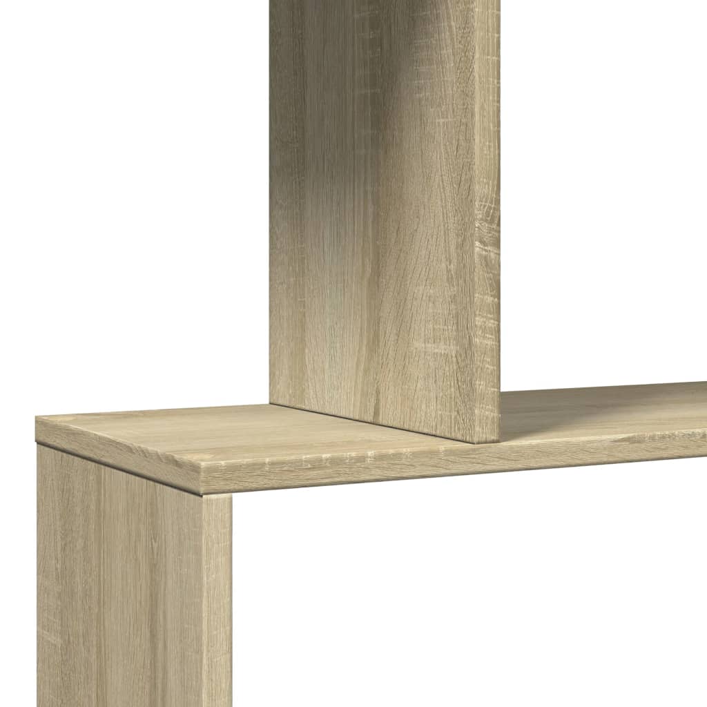 3 szintes sonoma tölgy fa elválasztó könyvespolc 70x24x97 cm