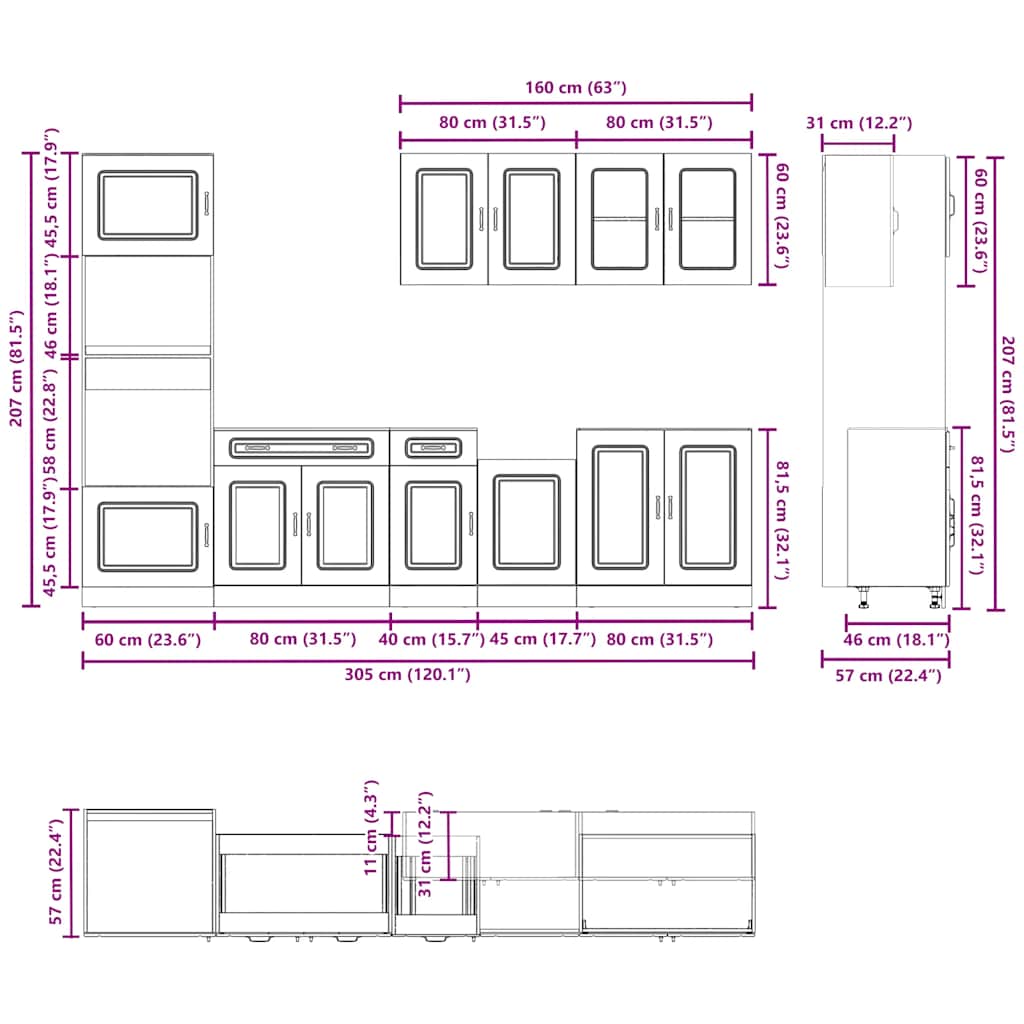 7 részes konyhai szekrény szett kalmar fényes fehér műfa