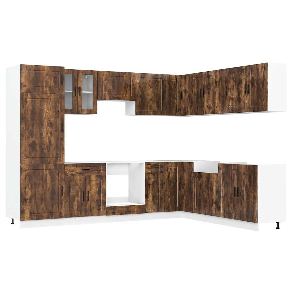 14 részes konyhaszekrény szett porto füstölt tölgy műszaki fa