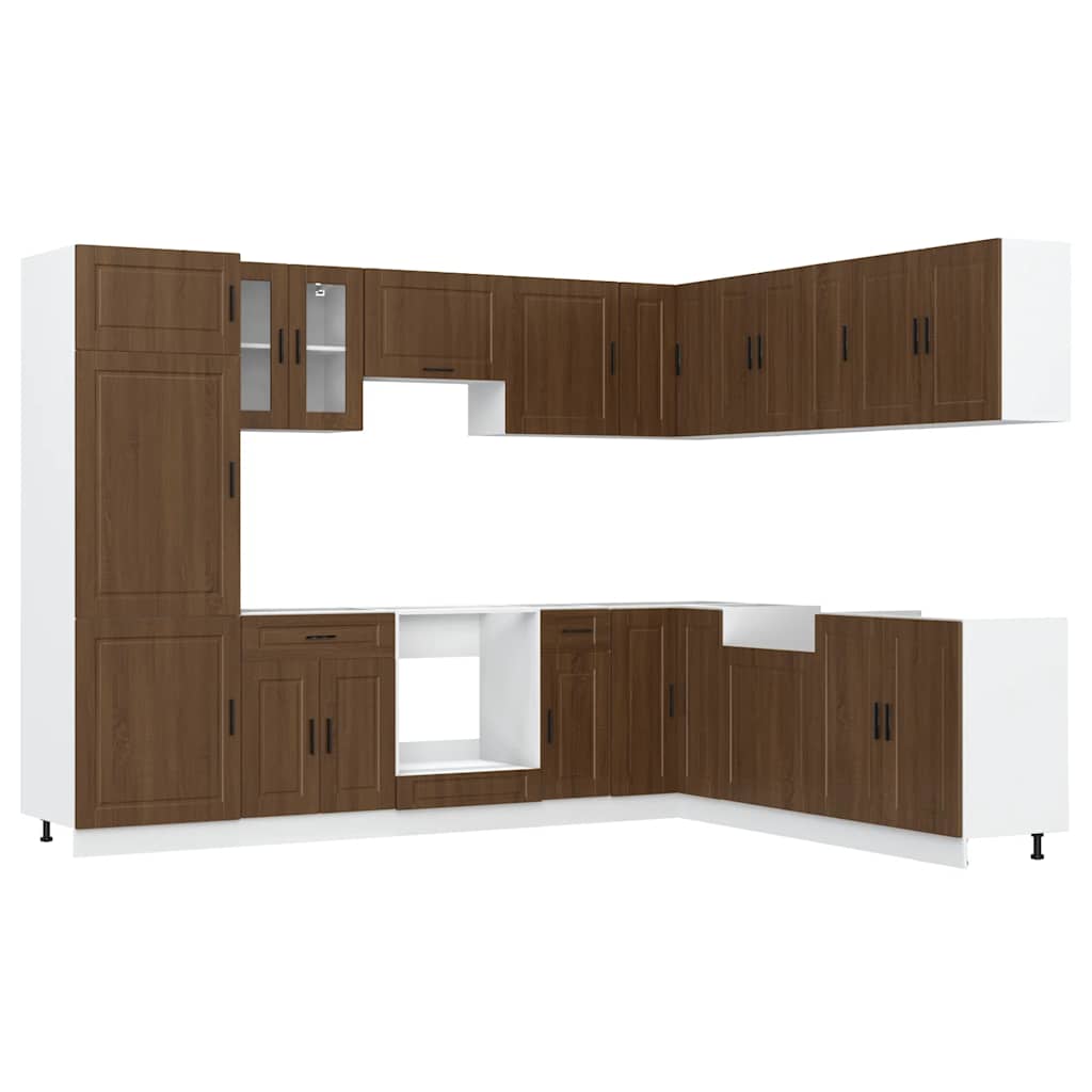 14 darabos konyhaszekrény szett porto barna tölgy műfa