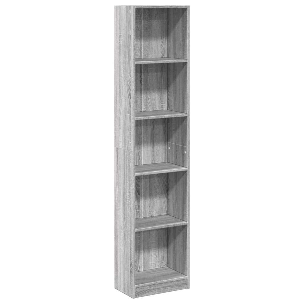Szürke sonoma színű szerelt fa könyvespolc 40 x 24 x 176 cm Szürke sonoma színű szerelt fa könyvespolc 40 x 24 x 176 cm