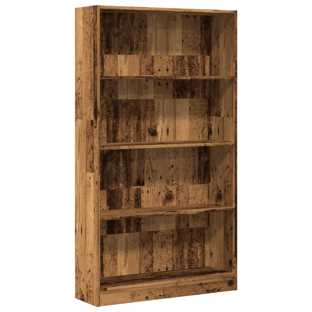 Antik fa színű szerelt fa könyvespolc 80 x 24 x 143 cm