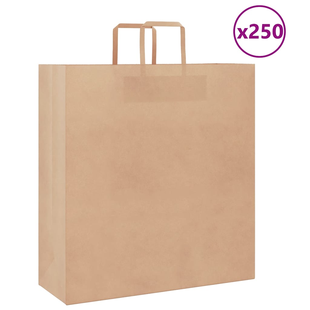 250 db barna papírzacskók fogantyúkkal 45x17x48 cm