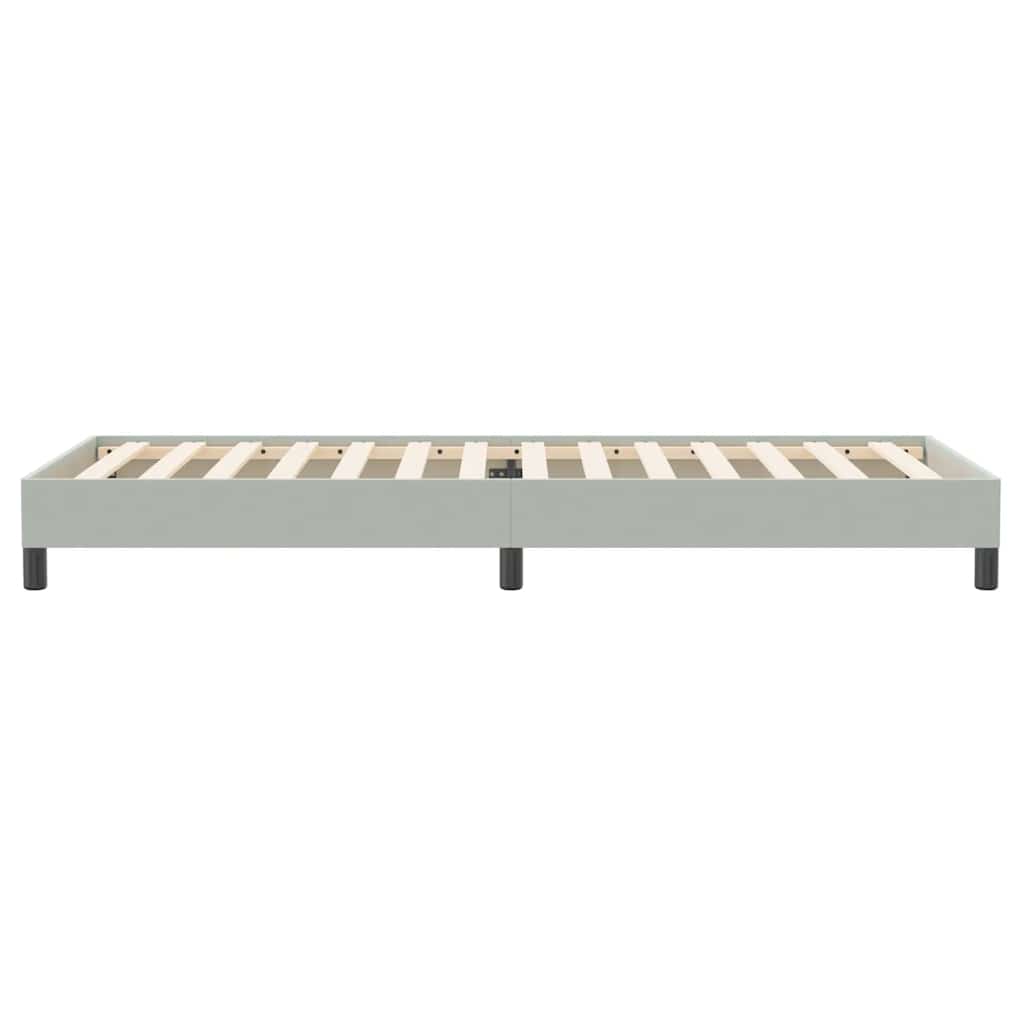 Világosszürke bársony rugós ágy matrac nélkül 90x220 cm