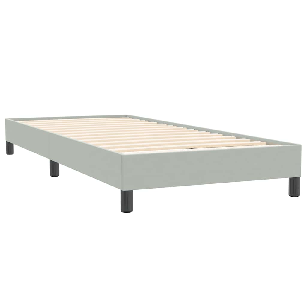 Világosszürke bársony rugós ágy matrac nélkül 90x220 cm