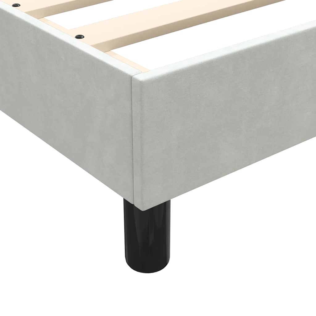 Világosszürke bársony rugós ágy matrac nélkül 90x220 cm
