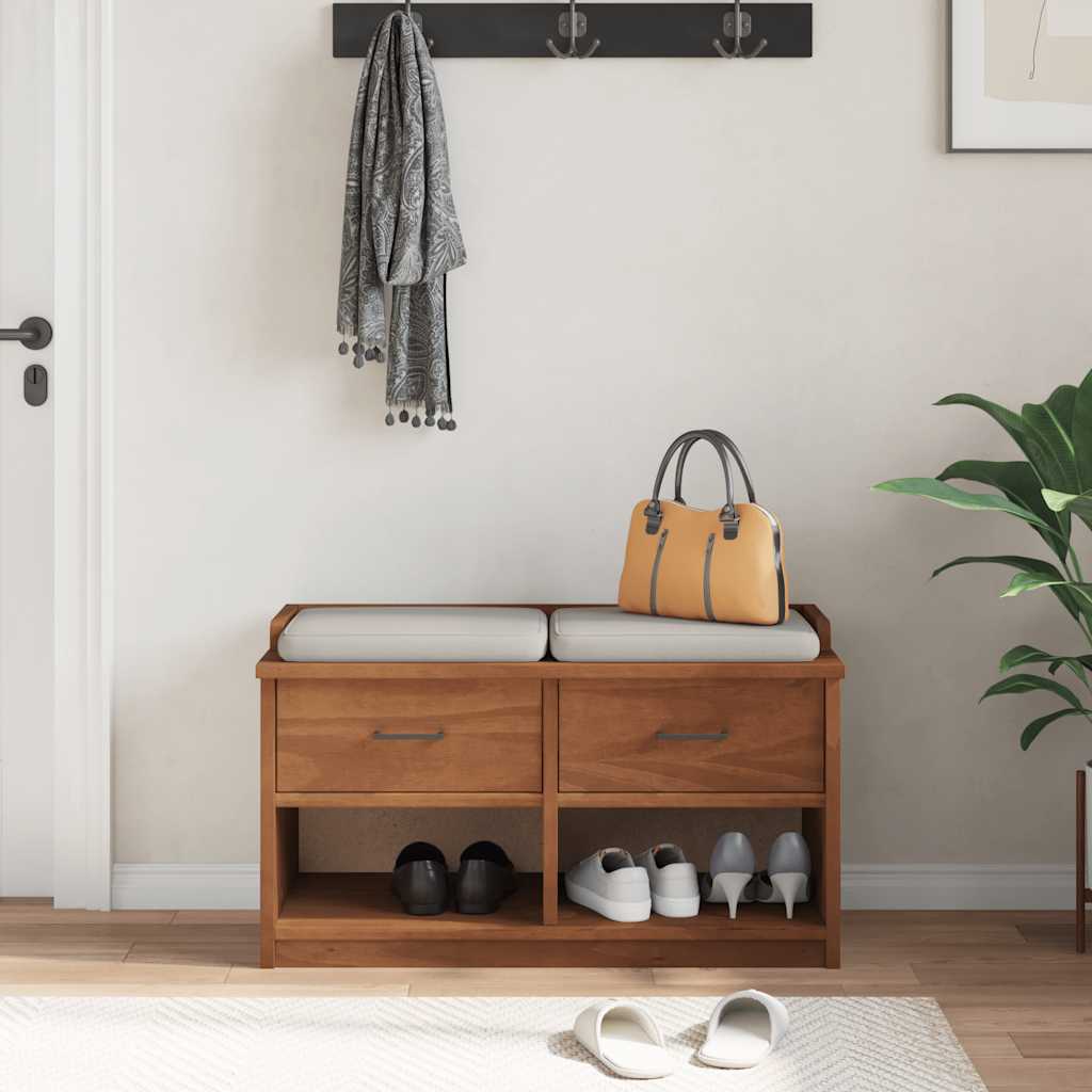 Sandnes tömör fenyőfa előszobapad 87x40x50 cm