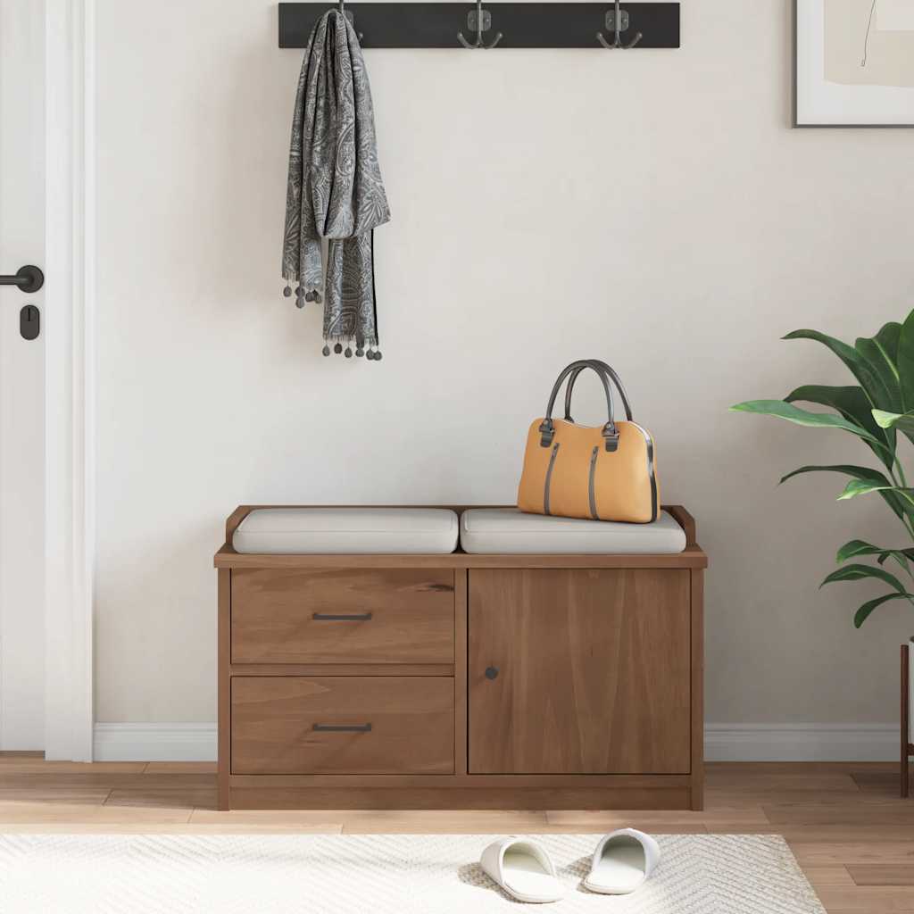 Sandnes tömör fenyőfa előszobapad 87x40x50 cm