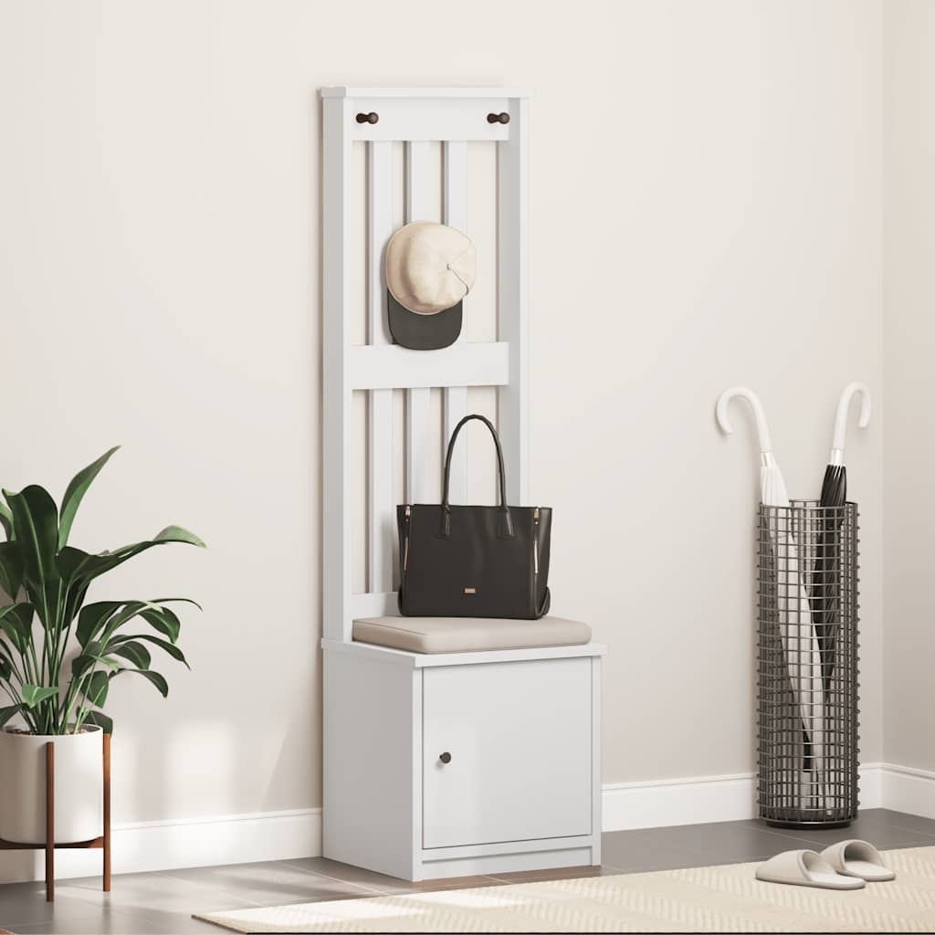 Sandens fehér tömör fenyőfa előszobafa 45x40x159,5 cm