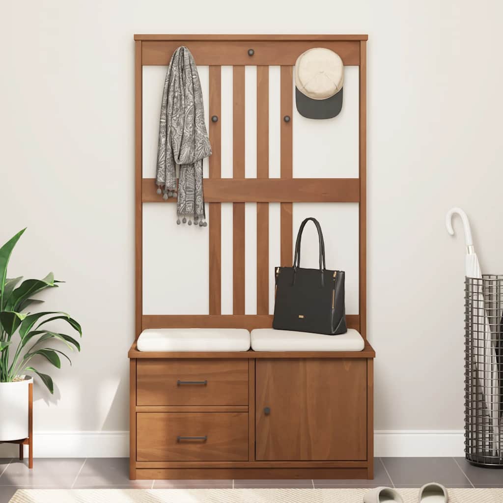 Sandens tömör fenyőfa előszobafa 87x40x159,5 cm